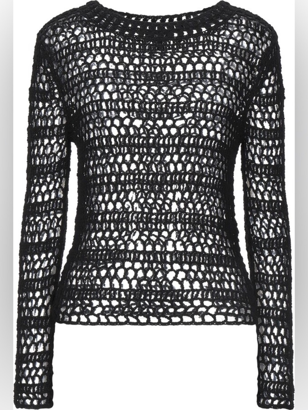 Theory Black Open-Knit Long Sleeve Sweater